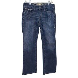 Ariat Real Blue Denim Mid Rise Boot Cut Jeans Womans 30R Cowgirl Embroidered